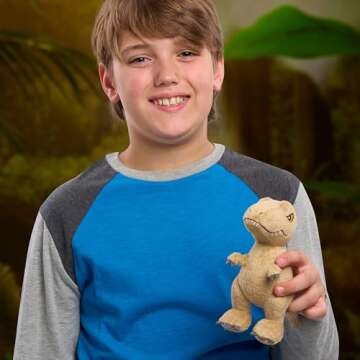 Just Play Jurassic World T-Rex 7-inch Small Plush Dinosaur, Stuffed Animal, Kids Toys for Ages 3 Up