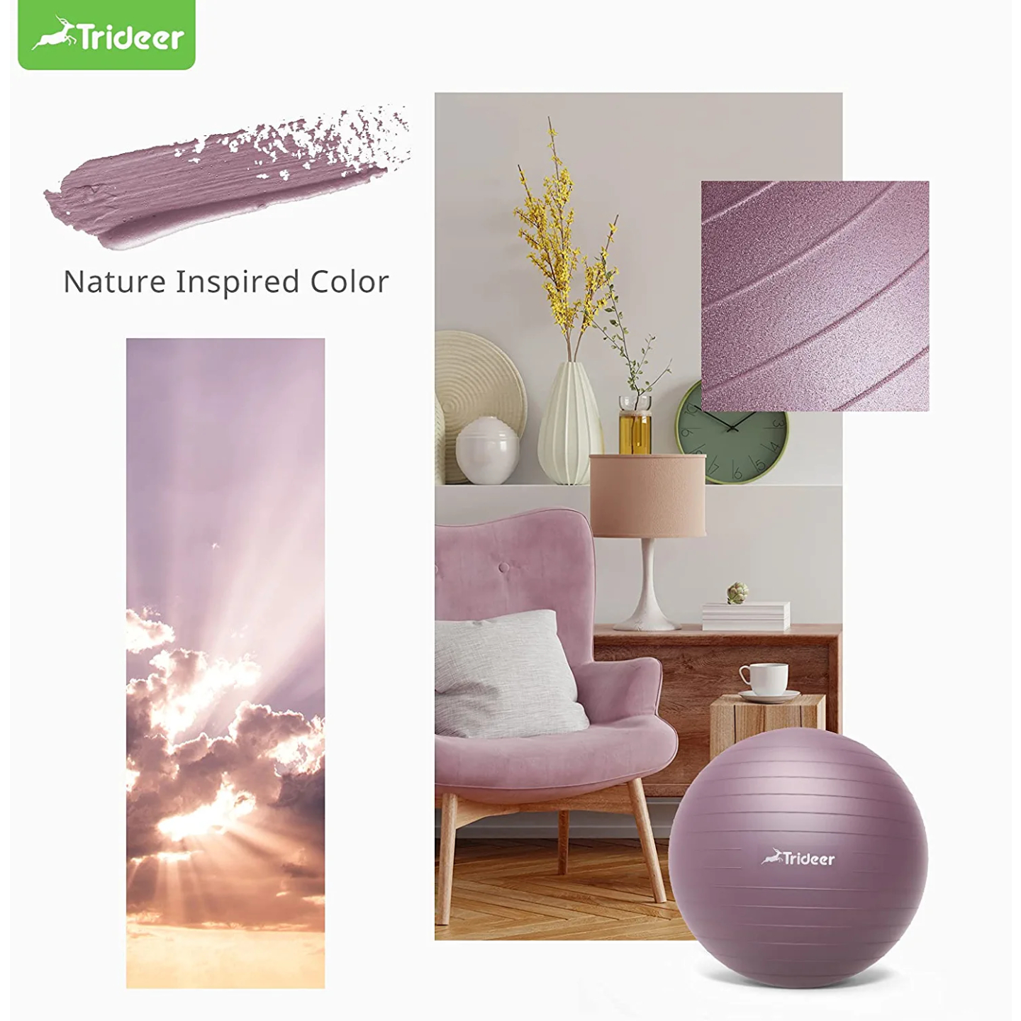 Trideer Nature Yoga Ball for Yoga & Therapy