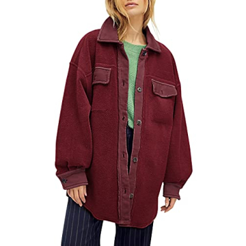 Fisoew Womens Oversized Soft Comfy Casual Shacket Coats
