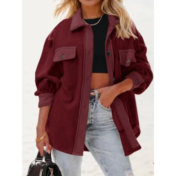 Fisoew Womens Oversized Soft Comfy Casual Shacket Coats