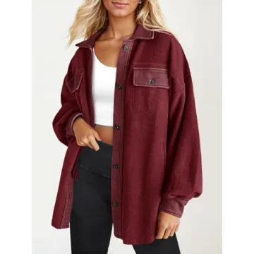 Fisoew Womens Oversized Soft Comfy Casual Shacket Coats