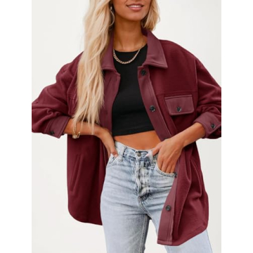 Fisoew Womens Oversized Soft Comfy Casual Shacket Coats