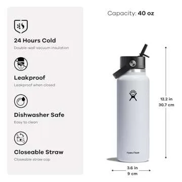 Hydro Flask Wide Flex Straw Cap Indigo 40 Oz