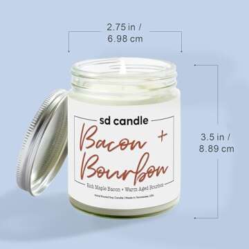 Silver Dollar Candle: Bacon + Bourbon Scented Soy Candle - Natural Soy Candles for Home Scented Aromatherapy Candles - Hand-Poured & 100% Candle Soy Wax Candles - Ideal Natural Candles Gifts - 9oz