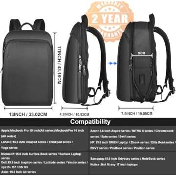 ZINZ Slim & Expandable 15.6 Inch Laptop Backpack - Eco-Friendly & Stylish