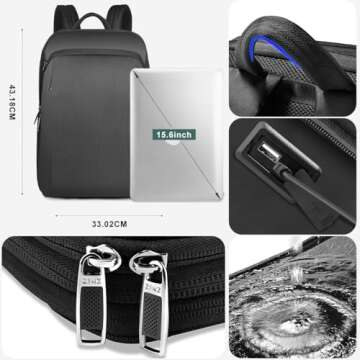 ZINZ Slim Expandable Laptop Backpack for Men & Women