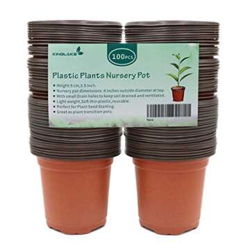 KINGLAKE 100 Pcs 4" Plastic Plants Nursery Pot/Pots Seedlings Flower Plant Container Seed Starting Pots,4 Inch,Red