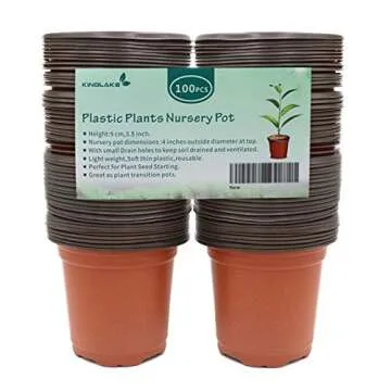 KINGLAKE 100 Pcs 4" Plastic Plants Nursery Pot/Pots Seedlings Flower Plant Container Seed Starting Pots,4 Inch,Red