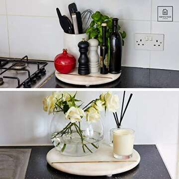 Hampstead - Marble Cheese Tray Board | Marble Charcuterie Board Serving Platter for Kitchen | Round ...