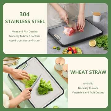 Double-Sided Cutting Board with Knife for Kitchen