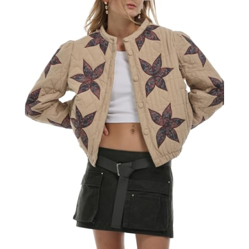 Gacaky Women's Lightweight Floral Embroidered Quilted Jacket - A Stylish Winter Essential!