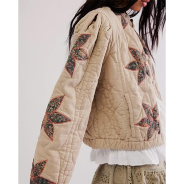 Gacaky Women's Quilted Floral Jacket for Winter Style