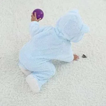 Toddler Baby Sherpa Bunting Jumpsuit Hooded Fleece Romper Boy Girl Cute Bear Ear Long Sleeve Onesie Outwear Outfits