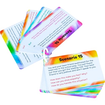 Really Good Stuff Social Skills Discussion Cards - Set of 20 Conversation Cards for Kids - Social Em...
