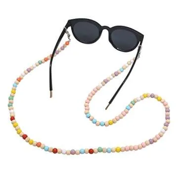 C&L Accessories Lanyard with Id Holder for Teacher, Beaded Wood Lanyard for Keys, Neck Lanyard for ID Badges for Women (Candy Colorful)