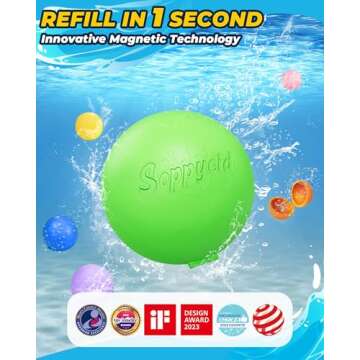 SOPPYCID Reusable Magnetic Water Balloons, 12 Pack Refillable Water Bombs Self Sealing Quick Fill, Latex-Free Silicone Outdoor Toys for Kids Adults Summer Fun Pool Beach Water Toys Birthday Gifts