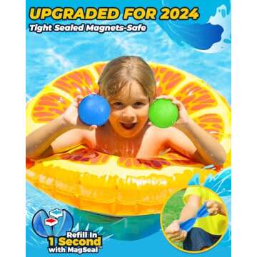 SOPPYCID Reusable Magnetic Water Balloons, 12 Pack Refillable Water Bombs Self Sealing Quick Fill, Latex-Free Silicone Outdoor Toys for Kids Adults Summer Fun Pool Beach Water Toys Birthday Gifts
