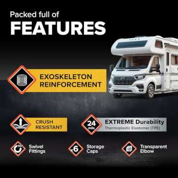 Camco Rhino Extreme 20-Foot RV Sewer Hose Kit - Crush Resistant TPE Technology - Swivel Fittings for...