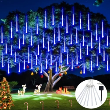 JMEXSUSS Solar Christmas Lights - Magical Blue Meteor Shower Effect for Outdoor Festivities