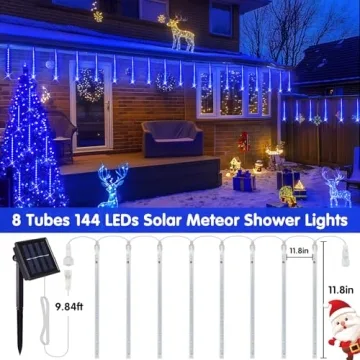 JMEXSUSS Blue Solar Christmas Lights for Outdoor Decoration