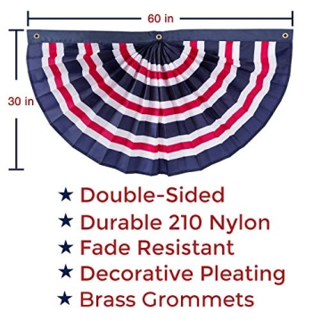 60x30 Patriotic Nylon Pleated Bunting Flags for Outdoor Decor