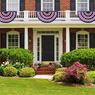 60x30 Patriotic Nylon Pleated Bunting Flags for Outdoor Decor