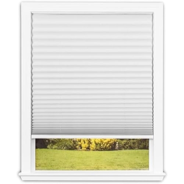 Redi Shade No Tools Easy Lift Trim-at-Home Cordless Pleated Light Blocking Fabric Shade White, 30" W...
