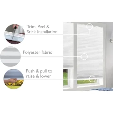 Redi Shade No Tools Easy Lift Trim-at-Home Cordless Pleated Light Blocking Fabric Shade White, 30" W x 64" L, (Fits windows 19 in - 30 in)