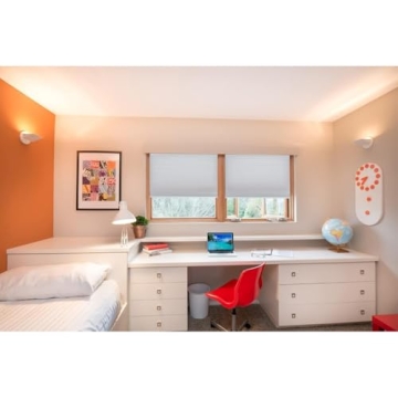 Redi Shade No Tools Easy Lift Trim-at-Home Cordless Pleated Light Blocking Fabric Shade White, 30" W x 64" L, (Fits windows 19 in - 30 in)