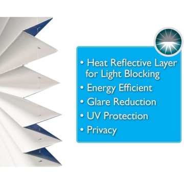 Redi Shade No Tools Easy Lift Trim-at-Home Cordless Pleated Light Blocking Fabric Shade White, 30" W x 64" L, (Fits windows 19 in - 30 in)