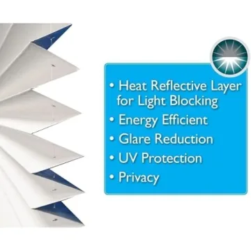 Redi Shade No Tools Easy Lift Trim-at-Home Cordless Pleated Light Blocking Fabric Shade White, 30" W x 64" L, (Fits windows 19 in - 30 in)