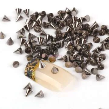 Nail Art Decoration By Catalina - 100pcs Black Cone Metallic Spike Studs