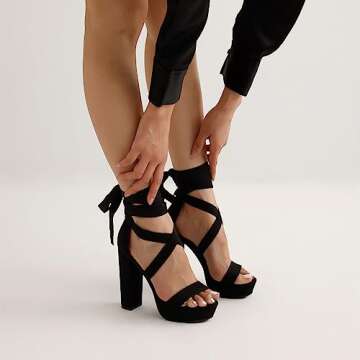 DREAM PAIRS High Chunky Block Platform Heels for Women