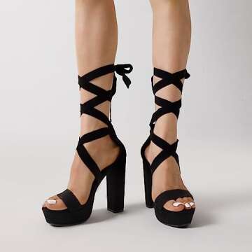 DREAM PAIRS High Chunky Block Platform Heels for Women