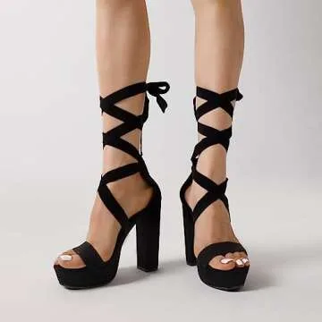 DREAM PAIRS High Chunky Block Platform Heels for Women