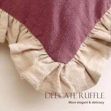 patdrea Rhodo Shabby Chic Decorative Throw Pillow Covers 22x22 Set of 2,Farmhouse Red Linen Pillow Covers with Ruffles,Square Sturdy Throw Pillow Case for Couch Sofa Bed Living Room