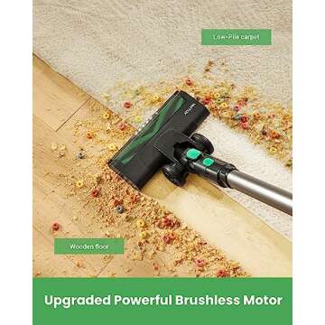 Vactidy Cordless 6-in-1 Lightweight Stick Vacuum Cleaner with Brushless Motor, 45 Min Runtime, for Hard Floors and Carpets