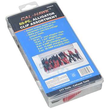 CZACA Alligator Clip & Clamp Assortment Electrical 60 pc Set by CTT (60 pc. Alligator Clip Assortment)