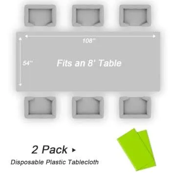 Vibrant QIKSION Lime Green Disposable Tablecloths 2 Pack