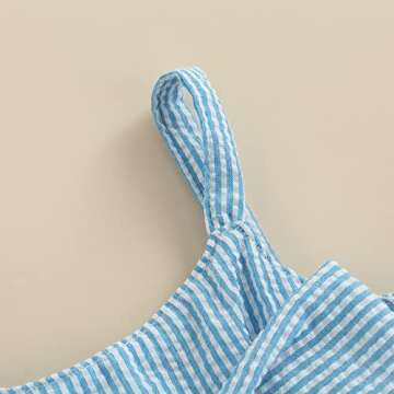 Toddler Baby Girls Sleeveless Dress Front Bowknot Stripe Sling Summer Jumpsuit Princess Casual Romper (Blue, 6-9 Months)