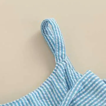 Toddler Baby Girls Sleeveless Dress Front Bowknot Stripe Sling Summer Jumpsuit Princess Casual Romper (Blue, 6-9 Months)