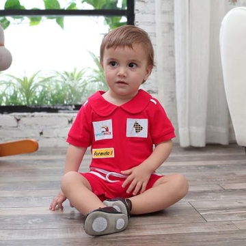 Vibrant Baby Boy Car Racer Romper for Birthdays and More