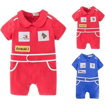 Vibrant Baby Boy Car Racer Romper for Birthdays and More