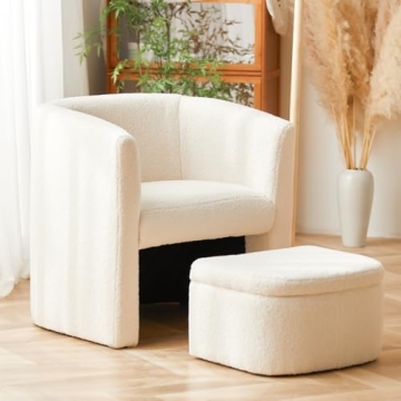 Stylish COLAMY Sherpa Accent Chair with Storage Ottoman