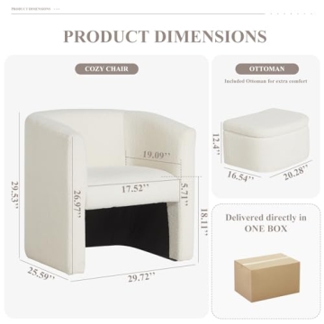 Stylish COLAMY Sherpa Accent Chair with Storage Ottoman