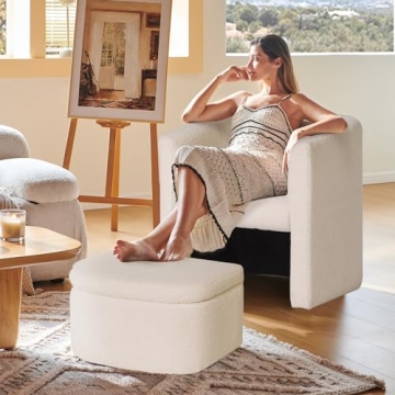 Stylish COLAMY Sherpa Accent Chair with Storage Ottoman