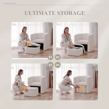 Stylish COLAMY Sherpa Accent Chair with Storage Ottoman