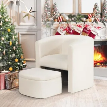 Stylish COLAMY Sherpa Accent Chair with Storage Ottoman