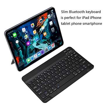 Ultra-Slim Bluetooth Keyboard Portable Mini Wireless Keyboard Rechargeable for Apple iPad iPhone Sam...