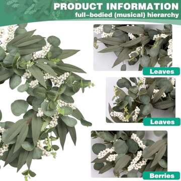 20 Inch Wreaths for Front Door, Spring Summer Wreaths for Front Door Outside All Season,Window,Wedding,House,Porch,Farmhouse,Front Door Decor